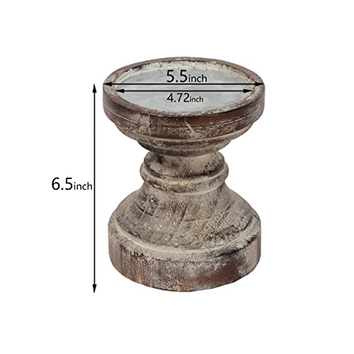 Sofe Decorative Pillar Candle Holder, Rustic Wood Candle Holders For Table Centerpiece, Handmade Farmhouse Candle Holders, Antique Wooden Candlestick Holders Gift For Wedding, Party, Home #TOP5