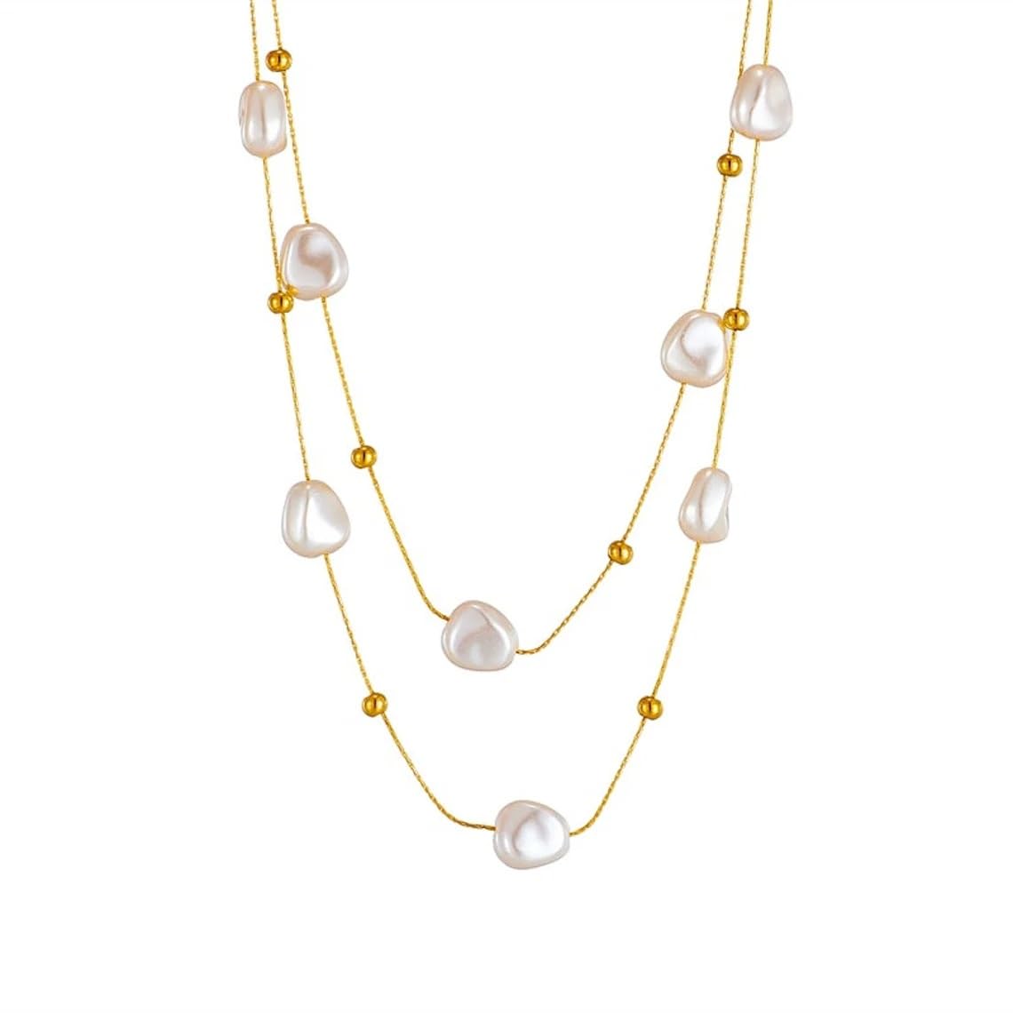 El Regalo Stainless Steel 2in1 Large Pearl Double Layered Pendant Necklace For Girls & Women- Anti Tarnish Pearls Layered Necklace (B0CP78SMGH) Amazon Price History, Amazon Price Tracker