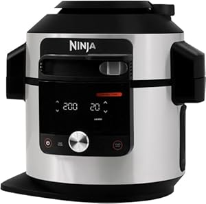 Ninja Foodi MAX Air Fryer Multicooker, Smart Lid, 14-in-1, 7.5L, Pressure Cooking, Air Frying, Slow Cooking, Grill, Digital Probe, Stainless Steel, OL750EU