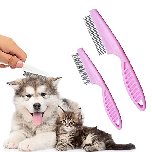 Multifunctional Pet Comb Tear Stain Removal Comb, 2024 New Pet Grooming Brush Fine-Tooth Stainless Grooming Massage Comb, Magic Pets Grooming Comb Kit for Small Dogs Puppies (Pink)