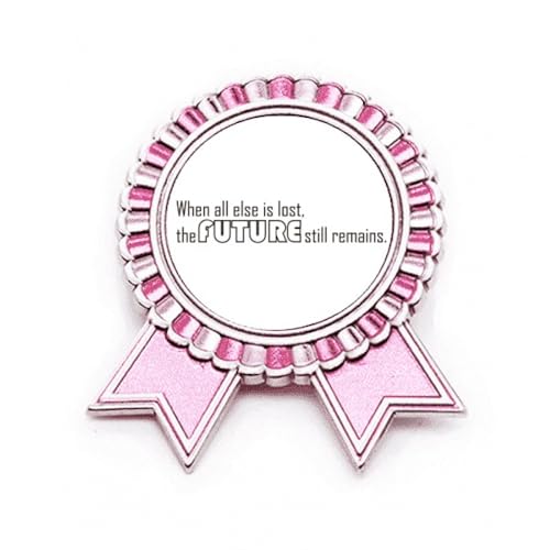 Broche rose en métal M avec citation inspirante pour vêtement