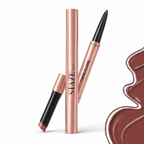 Image of Staze Twin Flame 2-in-1 Lipstick + Lip Liner Duo | High-shine Long Lasting Glossy Lipstick | Smooth Transfer-proof Matte Lip Liner | Perfectly Complementing Lip Combo | 03 Match-Made | 2g