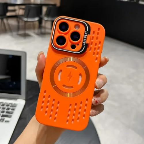 Coque magnétique iPhone 13 Pro anti-surchauffe coque respirante orange