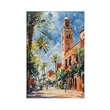 QOYVG Marrakesch Aquarellmalerei, Marokko-Wandkunst, 