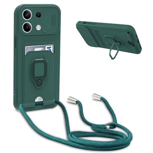 Custodia Placcata Per Xiaomi Redmi Note 13 4G, Silicone TPU Con Porta Anello E Supporto Magnetico, Verde Scuro - 2
