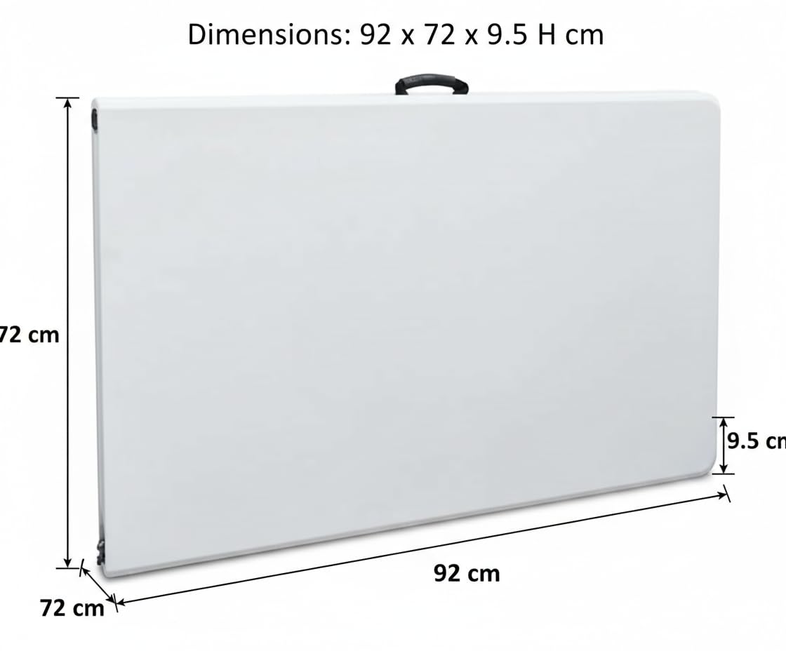 BERARDI | Tavolo pieghevole in resina bianca, 180x70x74 cm, portatile con maniglia, per sagra, campeggio, birreria, catering, casa, fiere