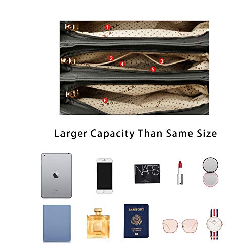 Image of KKXIU Women Purses and Handbags, PU Leather Top Handle Satchel Bag | Removable Long Strap, 3 Zippered Compartments, Crossbody Purse for Ladies, ,Tassel Pendant