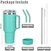 Temolulu 4 Pack 40 Oz Tumbler with Handle and Straw, Stainless Steel Double Wall Vacuum Insulated Cup, 40 OZ Travel Coffee Mug Bulk with Silicone Water Bottle Boot(Mint Green)