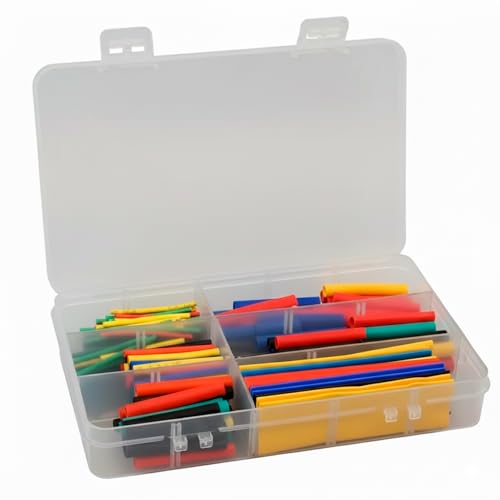 CABLEPELADO - Kit de 164 Tubos Termorretráctiles Aislantes | Funda Termo Retráctil de Poliolefina con Caja | Surtido de Tamaños y Colores para Cableado Eléctrico