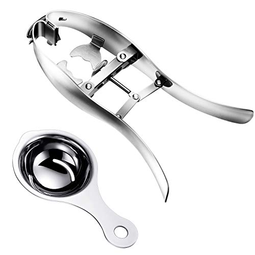 Sel natural Egg Opener Eggshell Cracker Cutter with Egg Yolk White Separator - Stainless Steel Egg Separator Creative Kitchen Tools, Automatic Egg Cracking Opener Tool