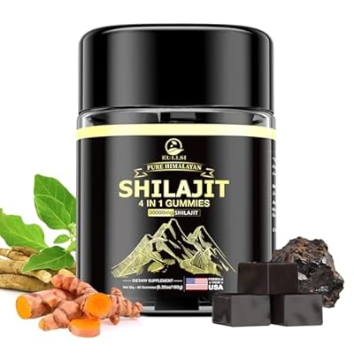 Shilajit Gummies with Ashwagandha for Men & Women, 85 Trace Minerals, 75% Fulvic Acid, Energy, Stamina & Immune Support, Vegan Non-GMO Supplement, 60 Count