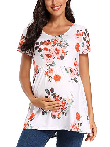 Jezero Women's Maternity Tops Short & Long Sleeve Side Ruching Round Neck Shirts #TOP1