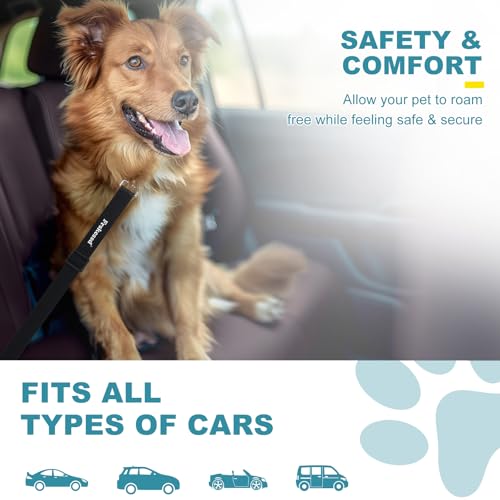 2 PCS Dog Seat Belt for Car Frskcssd Adjustable Dog Car Harness Heavy Duty Nylon Dog Safety Seat Belt Durable Pet Seat Belts for Small & Large Dogs Supports All Cars Quick & Easy Installation (Black)