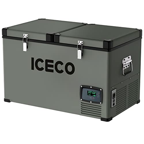 Iceco Vl65 68 Quart Dual Zone Portable Refrigerator With Secop Compressor, 65 Liters Deep Freezer, Dc 12/24V, Ac 110-240V, 0℉ To 50℉, Home & Car Use (Without Insulate Cover) #TOP4