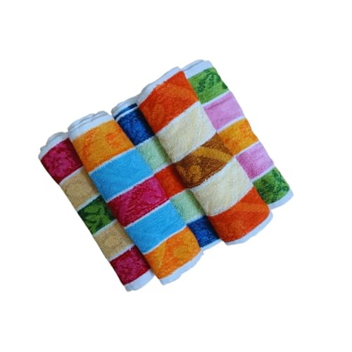 Image of Threadglow Decors Cotton Multicolor Lunch Towel /Napkin for School Kids (11 x 16 Inches) | Small Hand & Face Towel | Reusable Lunch Towels for Kids (Mix of Available Colors dispatched) (8)
