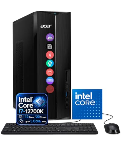 Image of Customized Acer Aspire Desktop Tower, Intel i7-12700K (12 Cores) for Heavy Productivity, 16GB / 32GB / 64GB RAM, 1TB / 2TB / 3TB / 4TB Storage, 2xHDMI Support Dual 4K Monitor, Wins 11, w /KB & Mouse