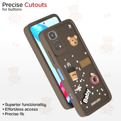 Image of Pikkme Back Cover for Redmi Note 11 / Note 11s | Cute Fun Cartoon 3D Bear Silicone Full Body Protection Bumper Cover (Brown)