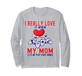 divertente giocatore e videogiochi amante i love my mom festa della mamma maglia a manica