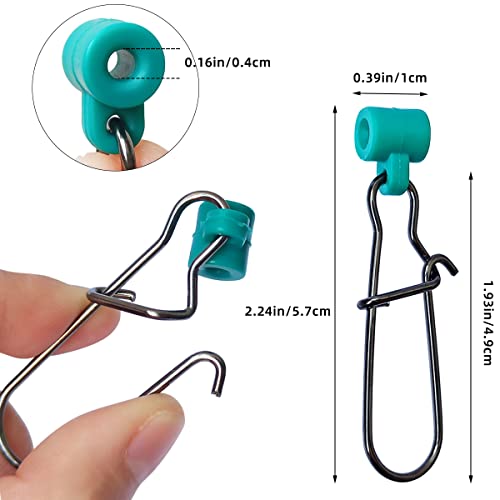 40Pcs Stainless Steel Fishing Line Sinker Slides Catfishing Rig With Duo Lock Snaps Heavy Duty Sinker Slider Swivel Snap Kit For Fishing Tackle (Green) #TOP1
