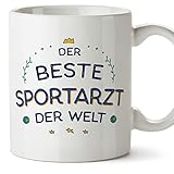 Mugffins Tassen/Becher mit Spruch für SPORTARZT - Auf Deutsch - Beste der Welt - 11 oz / 330 ml - originelles und lustiges Geschenk Mitarbeiter