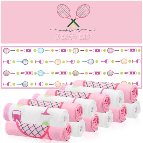 CrystalSylara 12 Pack Pink Tennis Cooling Towels for Neck and Face 30x9 Inch Tennis Sports Team Gifts Instant Cooling Neck Wraps Ice Towels Bulk for Hot Weather Players Coaches Athletes Camping Yoga