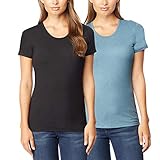 32 DEGREES Cool Women's 2pk Short Sleeve Scoop Neck (Black/Dust Teal) (XL)
