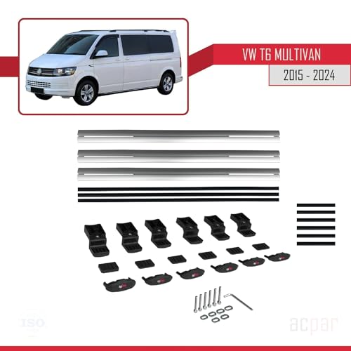 Barres de toit railing alu gris d'exception pour Volkswagen T6 Multivan 2015-2024 modèle basic
