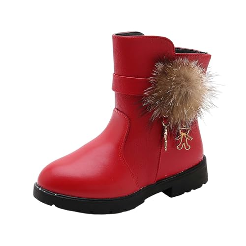 Kids Girls PU Leather Short Boots Lightweight Comfortable Side Zipper Round Toe Booties Winter Baby Girl Boots