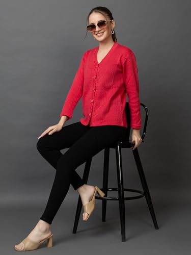 Image of Wear lusso Women Woolen V Neck Casual Wear Stylish Cardigan Sweaters for Winter with Side Pocket | Cozy and Warm Winter Sweater for Girls /Ladies