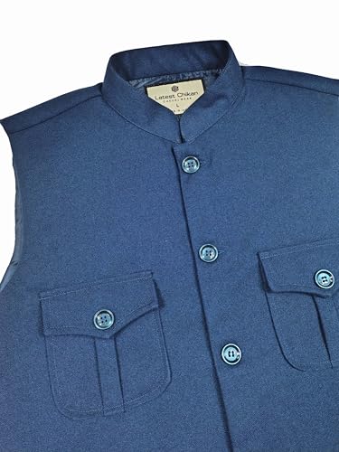 Image of LATEST CHIKAN Men's Nehru Jacket | Ethnic Waistcoat with Mandarin Collar | Premium Textured Fabric | Party, Wedding