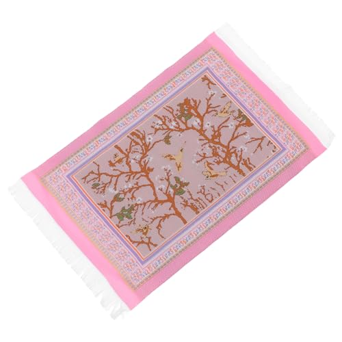 SUPVOX Dollhouse Decor Miniature Rug Vintage Patterned Floor Mat for Dollhouse Polyester Rug Accessory