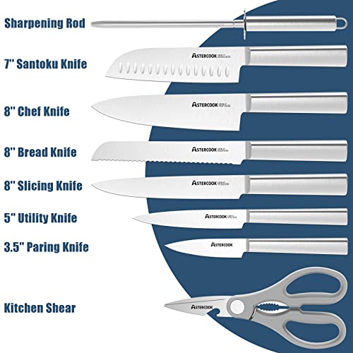 Knife Set, 15 Pieces Chef Knife Set With Block For Kitchen, German Stainless Steel Knife Block Set, Dishwasher Safe, Best Gifts, Silver Knives & Elegant Black Holder #TOP1