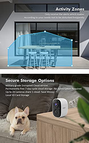 Dzees-2K-Security-Cameras-Wireless-Outdoor-Battery-Powered-AI-Motion-Detection-Spotlight-Siren-Alarm-WiFi-Surveillance-Indoor-Home-Camera-Color-Night-Vision-2-Way-Audio-LocalCloud-IP66-4-Pack