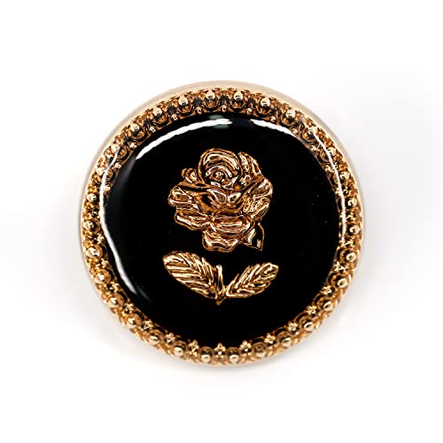 Craftisum 20 pcs Elegant Black Enamel Rose Sewing Metal Shank Buttons for Coats -23mm -7/8'