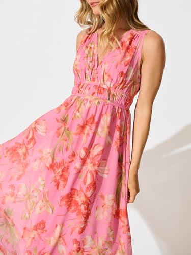 womens summer sleeveless v neck boho long dress floral print midi sundress