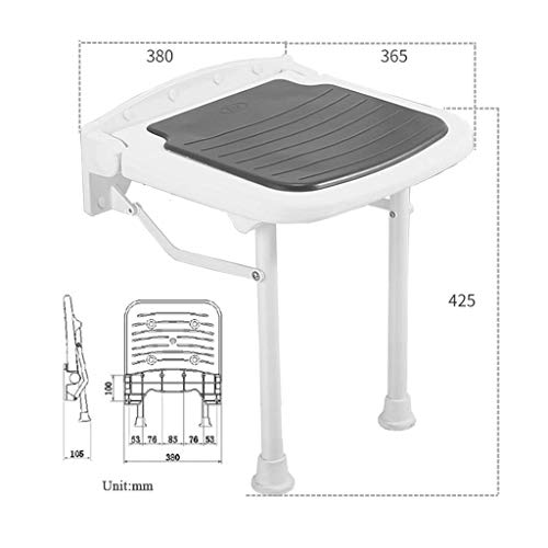 Asiento de ducha plegable de pared con patas estables y base acolchada extraíble 5