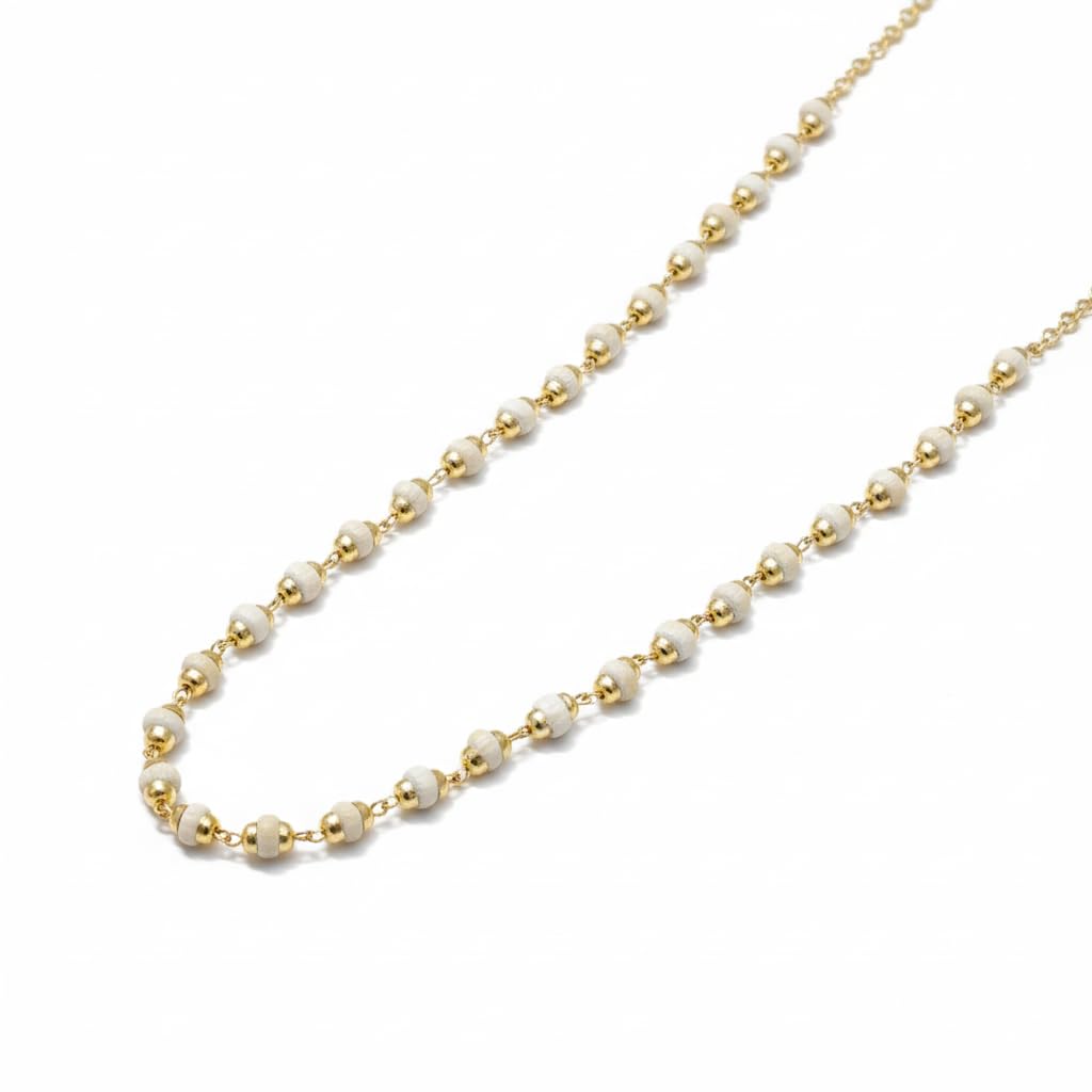 Gold Plated Tulsi Mala Original 54 Beads | Holy Basil Japa Mala for Chanting, Puja, Meditation & Spiritual Growth | Certified Tulsi Rosary for Men & Women