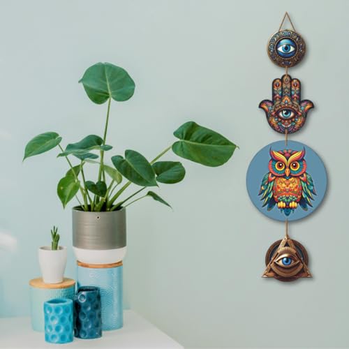 Image of CAPIO ART Welcome Wooden Quote Wall Hanging Decoration Items for Home Decor | Mdf Art for Living Room & Bedroom | Decorative Item for Office & House | Gifts Modern Wood Hanger - Owl-3