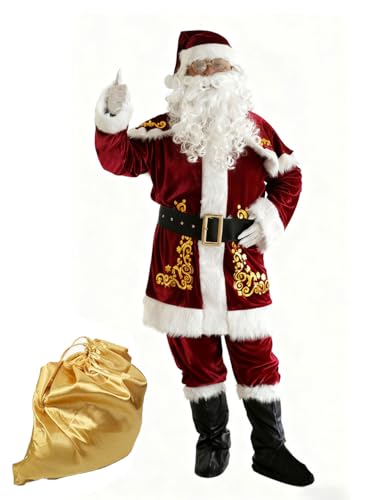 SELORE Weihnachtsmann Kostüm Männer komplett Deluxe Nikolauskostüm...
