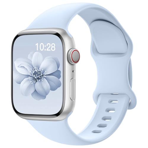 Image of Sport Silicone Band Compatible with Apple Watch Bands 40mm 38mm 41mm 44mm 45mm 42mm 49mm Women Men,Soft Wristband Waterproof Replacement Sport Strap for iWatch Bands Series 9 8 7 6 5 4 3 2 1 SE Ultra