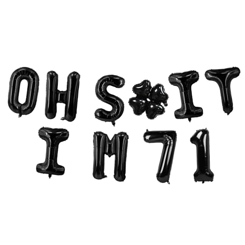 Image of Oh I'm 71! Latex Balloons 16 Inch Black Hallo Seventy One Cheers to 71 Years Old Theme Decor for Man Woman Happy 71st Birthday Party Photo Studio Prop Flag Decorations Favors Supplies