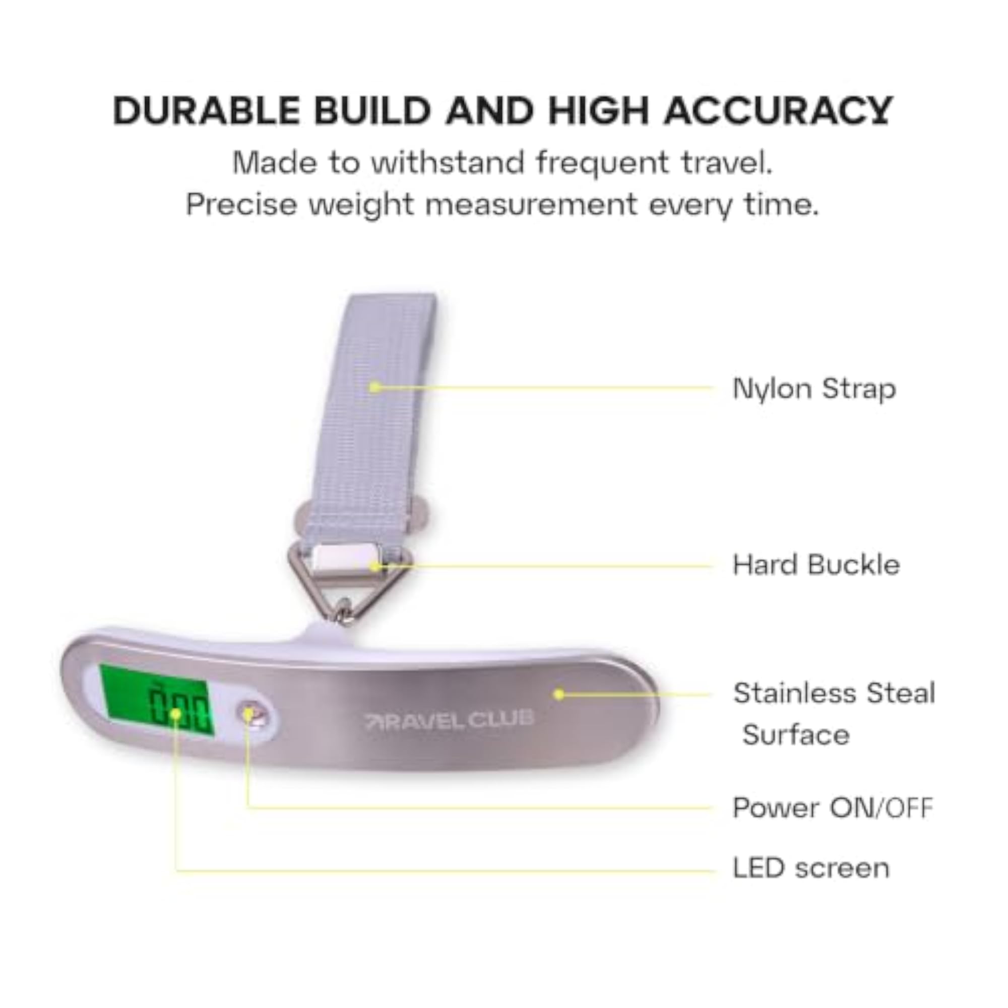 Digital Luggage Scale with LCD Display, Silver