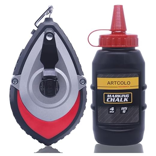 ARTCOLO Chalk Reel kit - Six Gear Quick Retrieval Chalk Lines,100ft Line Included in Chalk Box,4oz Red Chalk Powder,Wire Box is Made of Aluminum