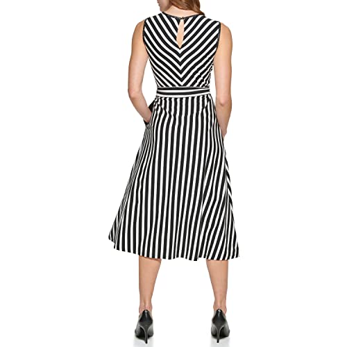Karl Lagerfeld Paris Women's Crepe Side Rouched Sheath Dress, Black Soft White, Xl #TOP3