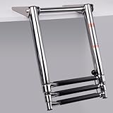 Boat Ladder 3 Step,Stainless Steel Telescoping Heavy Duty Pontoon Swim Boarding Ladder for Outboards,Yacht,Marine Fishing Boat