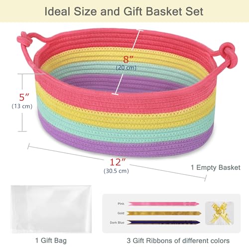 Image of Small Empty Gift Basket with Bag & Ribbons, Rainbow
