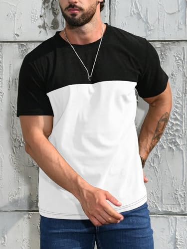 Verdusa Men's Casual Color Block T Shirts Short Sleeve Crew Neck Summer Tee Tops4