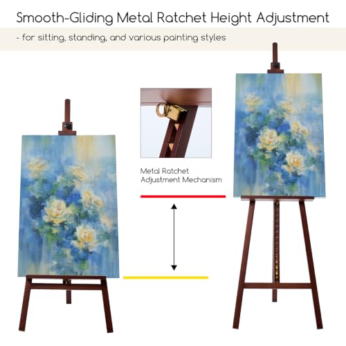 Image of MEEDEN Art Wooden Easel Stand: Solid Beechwood, Can Hold Canvas up to 43 inch