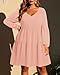 Pinup Fashion Women's Casual Long Sleeve Sun Dress Plus Size Blush Pink Loose Babydoll Tunic Short Flowy Cute Tiered Dresses
