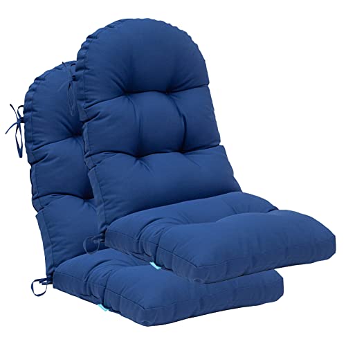 Image of QILLOWAY Outdoor High Back Chair Cushion for Adirondack, All Weather Rocking Chair Cushions Thick Padded Replacement for Patio Furniture Set of 2,Royal Blue